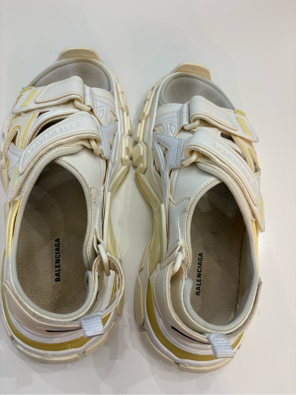 Balenciaga Track Sandals Cream Yellow Chunky Sport Sandals Size 37 US 7 - Picture 11 of 13